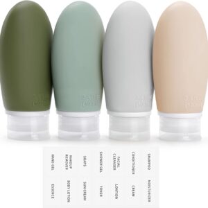 100ml Silicone Travel Bottles for Toiletries, Opret 4 Pack TSA Approved BPA Free Travel Containers Set Leak Proof Refillable Squeezable Travel Accessories for Shampoo Conditioner Lotion