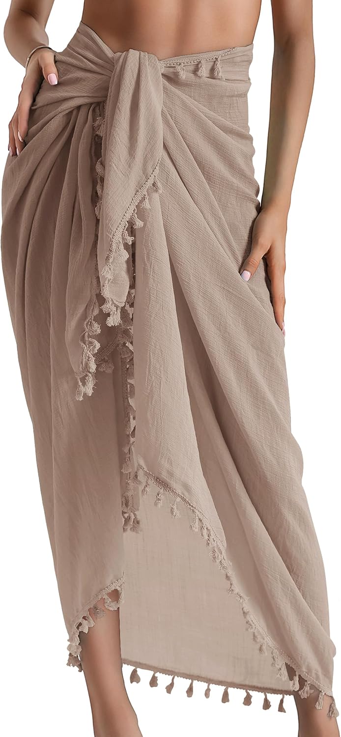 Eicolorte sarong cover up tied as a wrap skirt