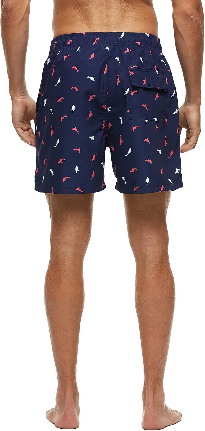 SILKWORLD swim trunks from the back, showing the Velcro back pocket