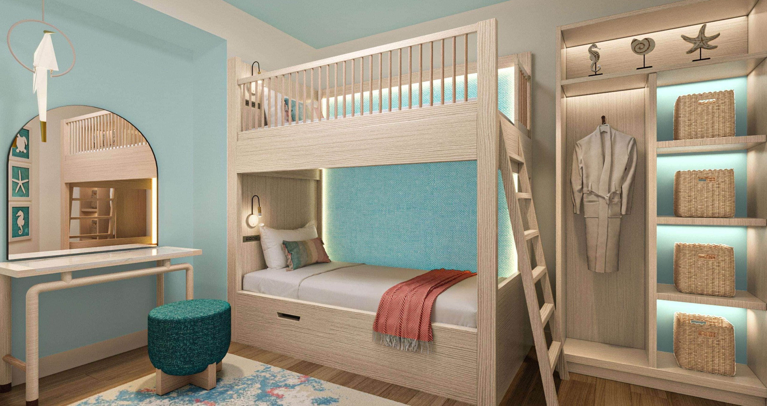 A kids' bunk-bed room in a family suite at Beaches Turks and Caicos