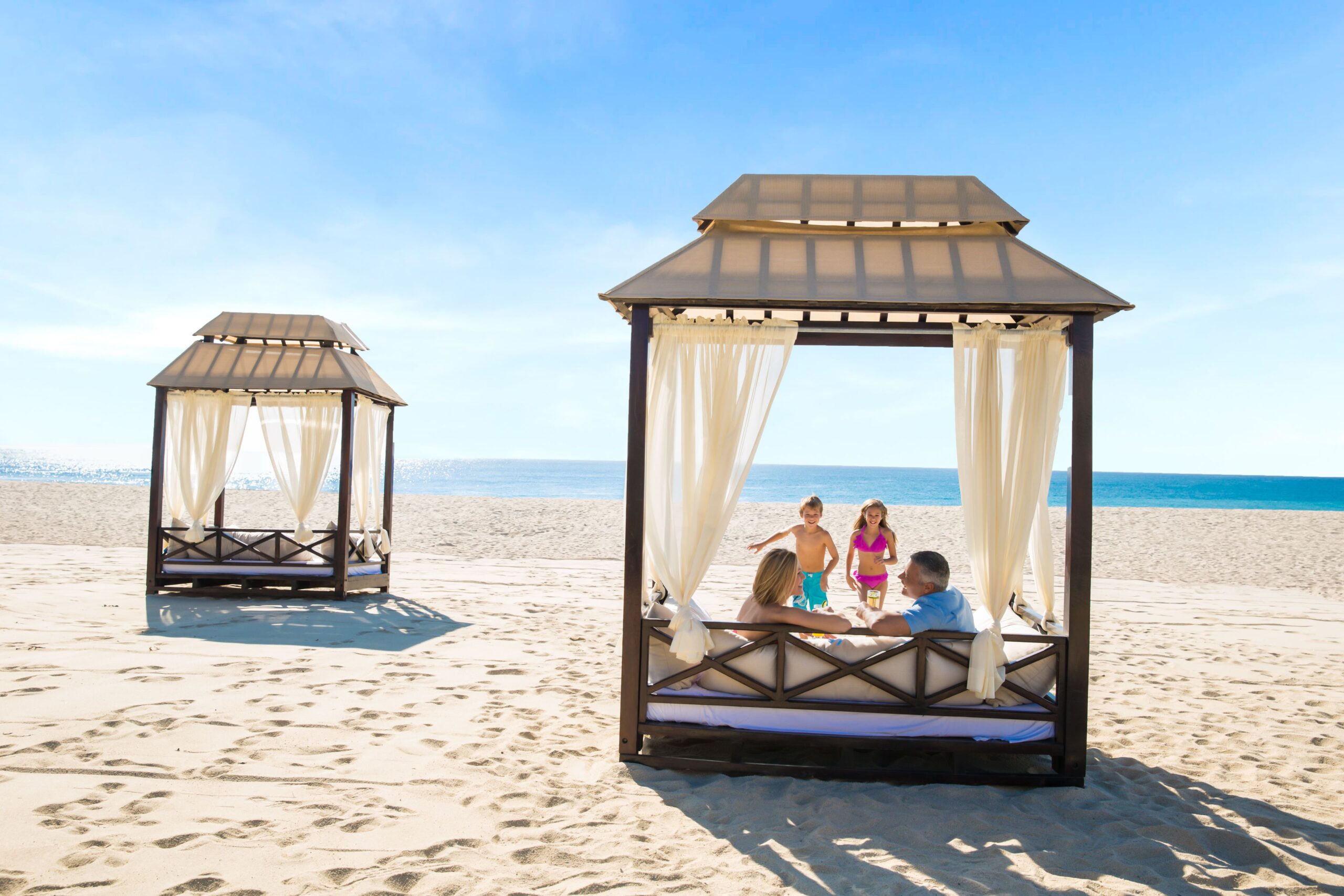 Private beach cabanas on the sand at Hyatt Ziva Los Cabos