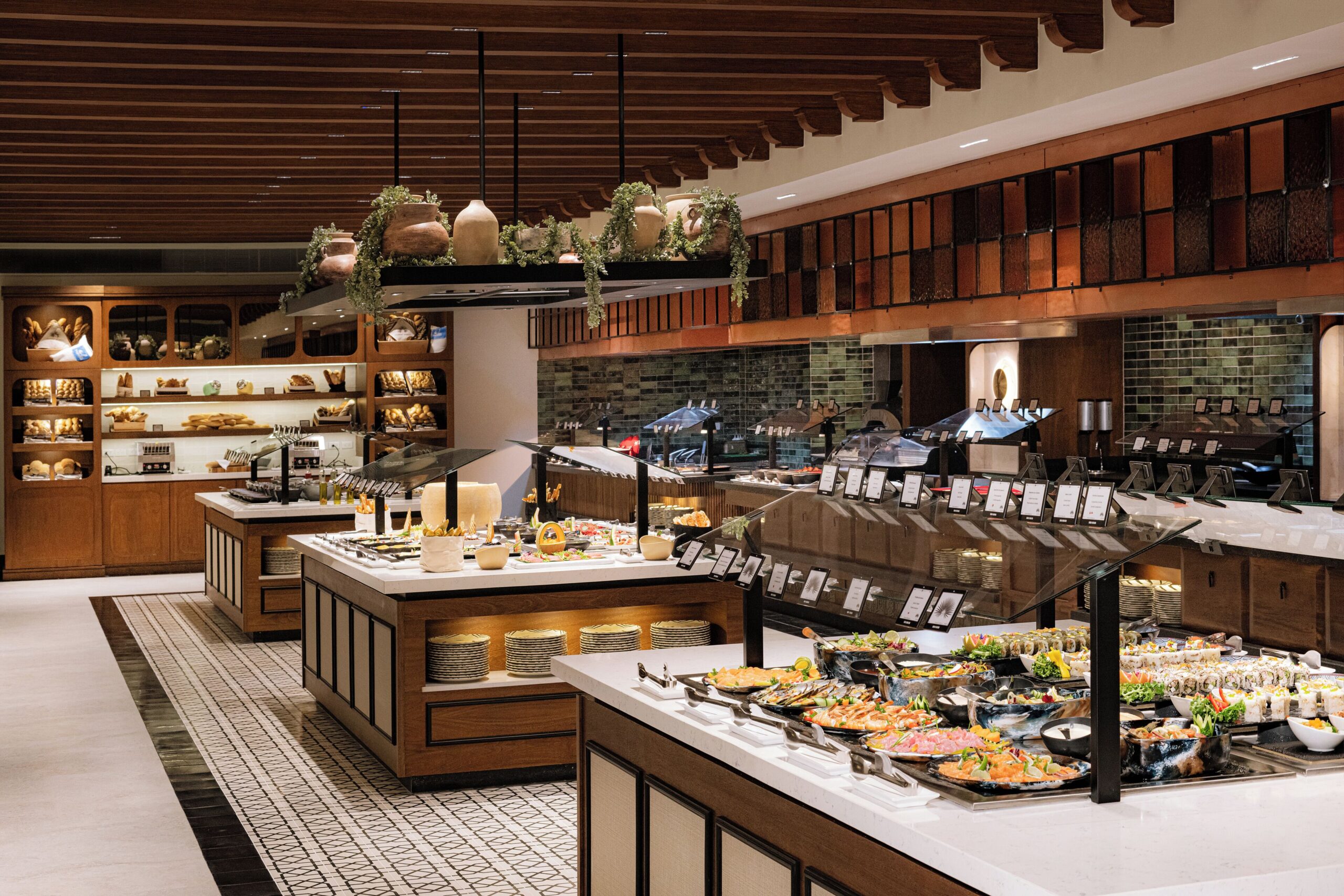 The Le Marché buffet with multiple food stations at Valentin Imperial Riviera Maya
