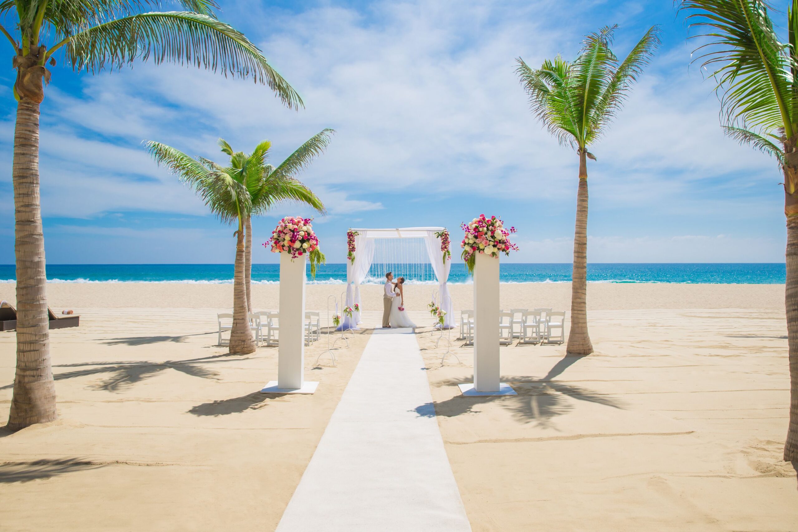 Beach wedding setup on the sand at Hyatt Ziva Los Cabos